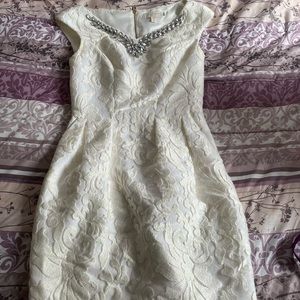 Ted Baker-Size 0 Jeweled Collar Dress-ivory